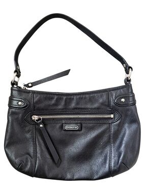 Coach Daisy Vintage Black Leather Shoulder Bag Top Zip